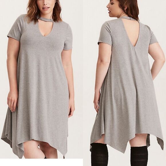 Torrid Grey cutout mock neck trapeze Dress 1 1x - Picture 1 of 9